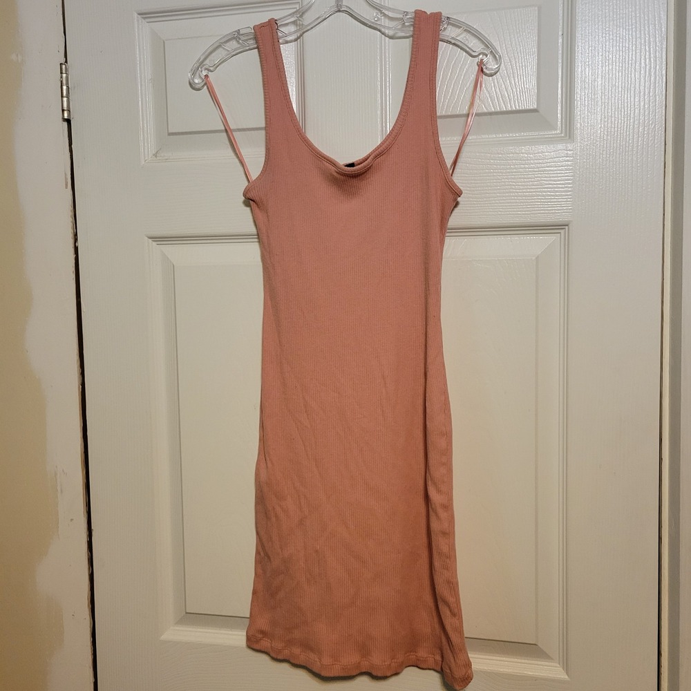 Ambiance Womens Dusty Rose Ribbed‎ Knit Bodycon Mini Tank Dress Pink Large 71075